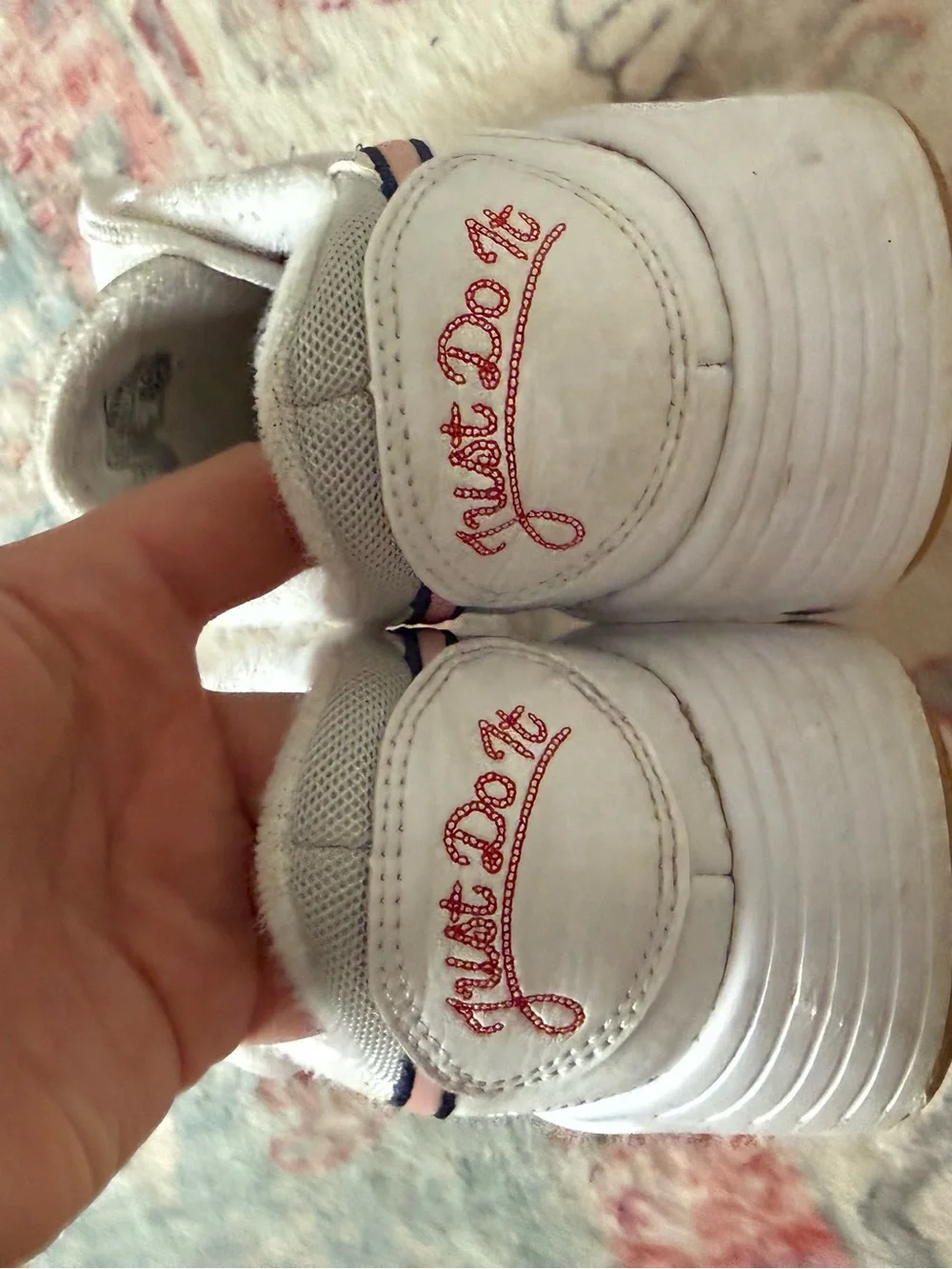 Nike Air White Sneakers with Pink Logo Accents